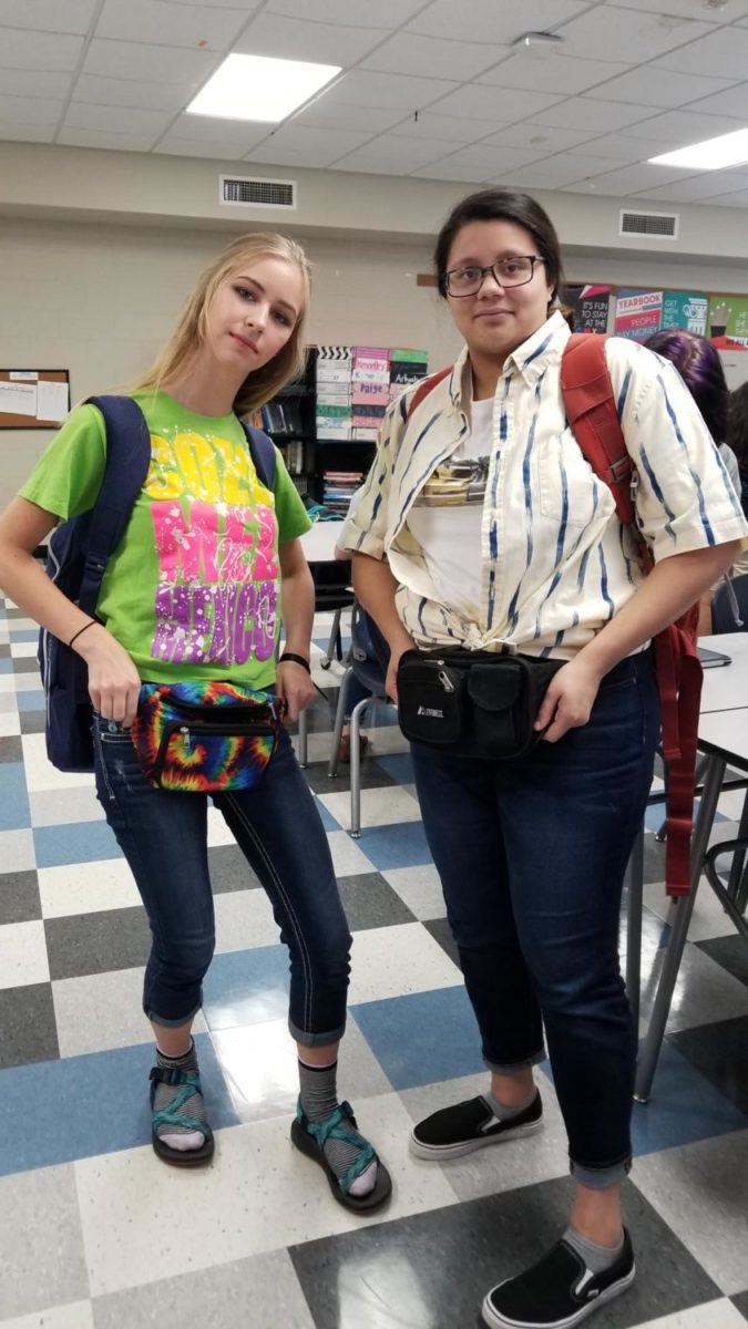 Kallina Sims and Pricilla Perez, seniors, dressed up for Tacky Tourist Tuesday on September 26th, 2017.