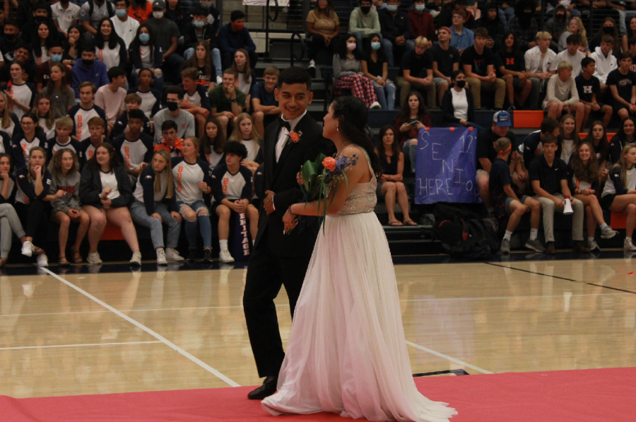 Members+of+the+2021+Homecoming+court+are+introduced+at+the+pep+rally.+
