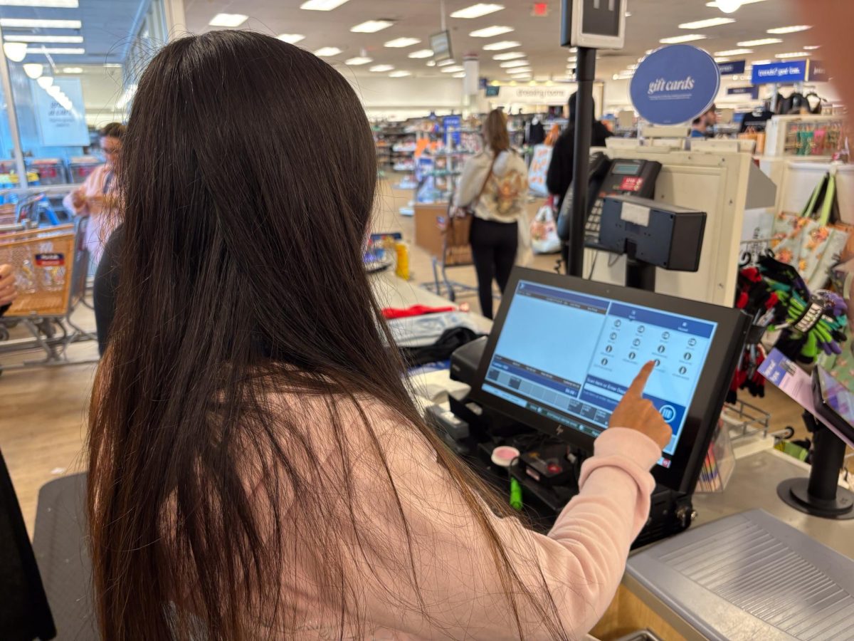 Student employee hard at work at her after school job. 